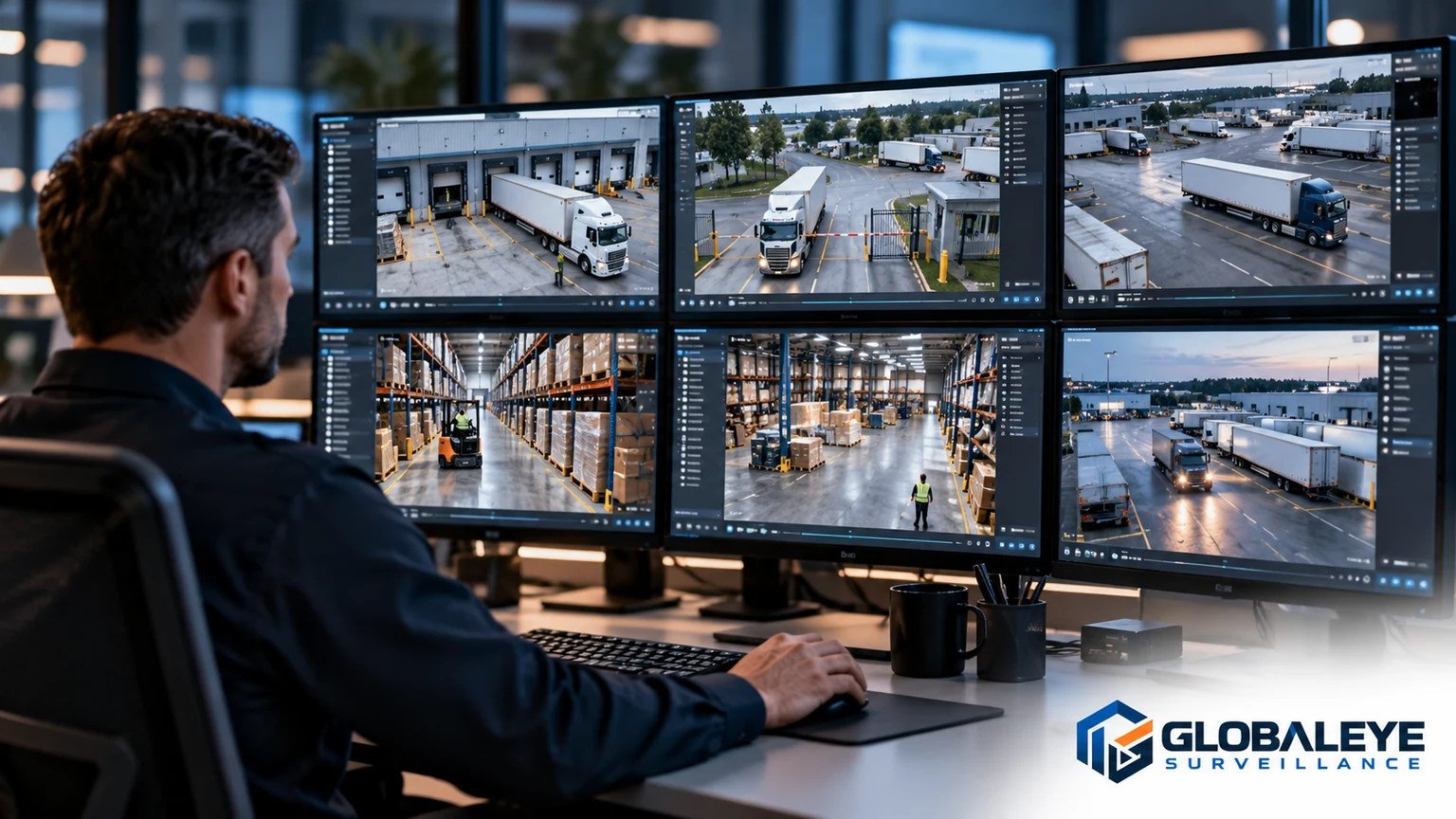 Illustrative warehouse monitoring dashboard, not a promised client application